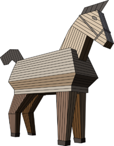 A wooden trojan horse